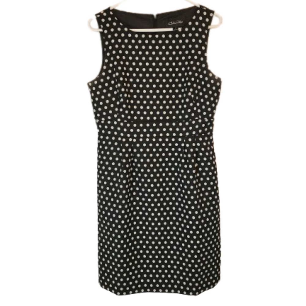 (356) Chelsea Rose Woman's Casual Sleeveless Polka Dot Dress, Size: 10